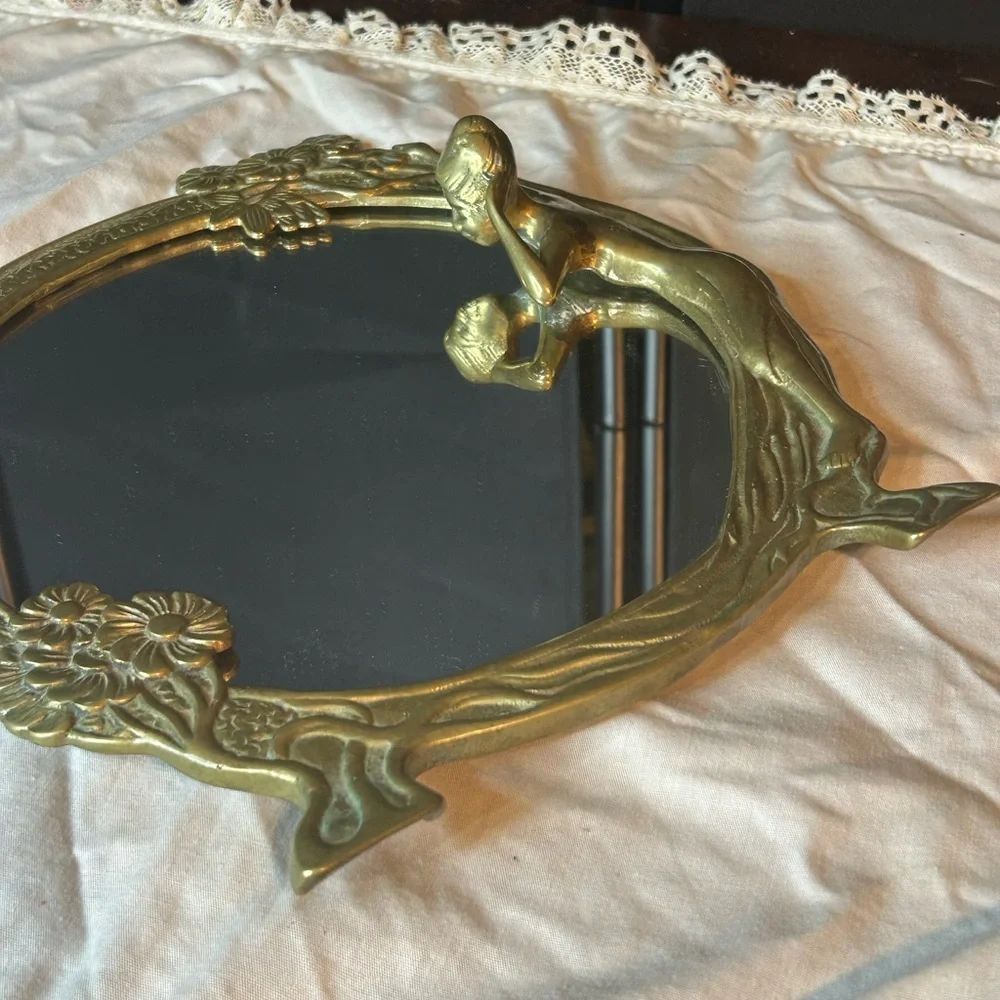 Elegant Gold Art Nouveau Wall Mirror